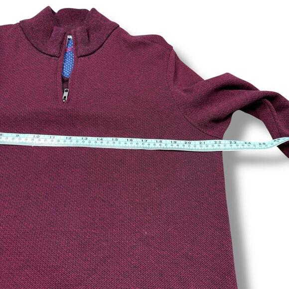 Robert Graham Burgundy Quarter Zip Sweater Contrast Lining Size L Cotton Casual - Picture 7 of 7